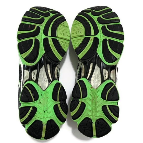 Mens Asics Green Black Trail Running Shoes T142T - Picture 7 of 8